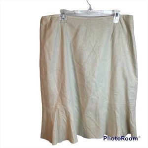 Skirt 18 Cream Flare Hem Linen Blend by Le Suit